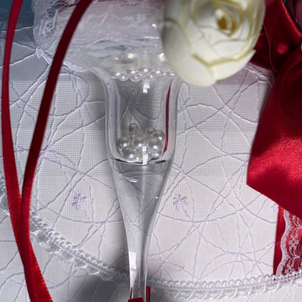 Свадебный набор Семейный банк + свечи + бокалы (красный)