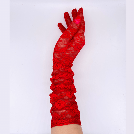 Перчатки дамские длинные Красные