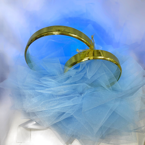 Свадебный набор для украшения машины (кольца, лента, ручки) Голубой