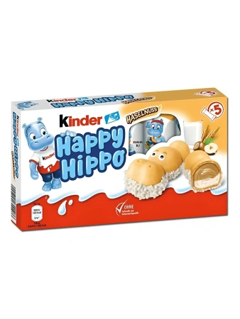 Акция!Печенье Kinder Happy Hippo Hazelnut с фундуком, 103,5 г