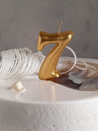 Свеча цифра в торт "Овал" золото 7