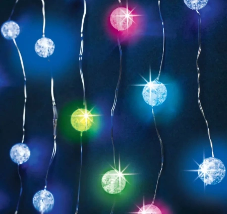 Акция! Гирлянда электрическая Штора Шарики 3х2 м (мультицвет, тепло, холод)