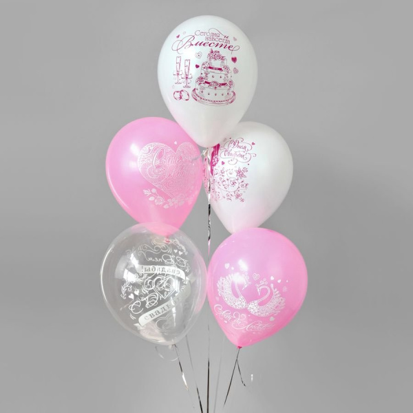 Шар12" Пастель шелк рис. 2ст. Свадьба. Нежность 5 дизайнов