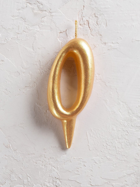 Свеча цифра в торт "Овал" золото 0