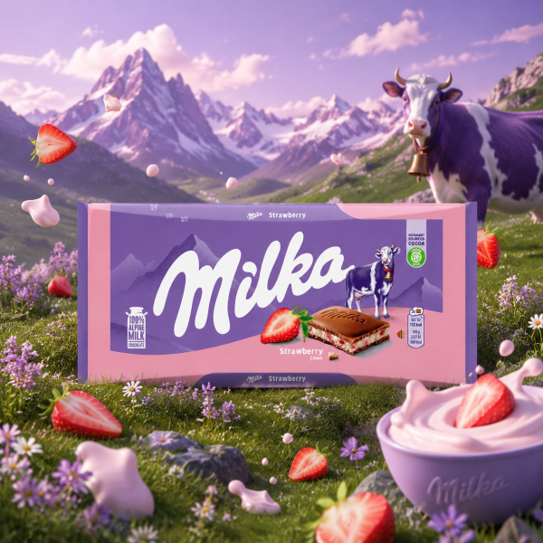 Акция!Шок. плитка Milka Strawberry Yoghurt (Милка Клубничный Йогурт) 100г (22)