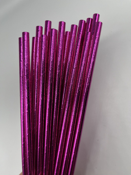 Трубочки д/кокт фольга ярко-розовые 20шт