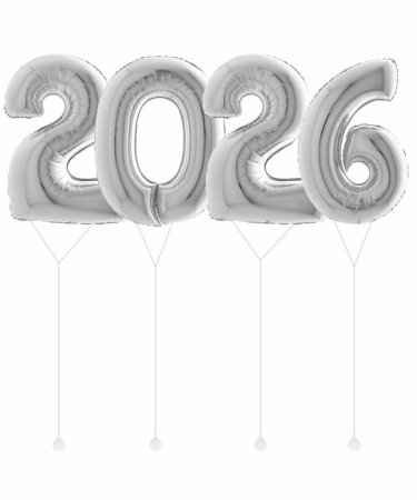 Набор цифр "2026 в цвете серебро",4 шт