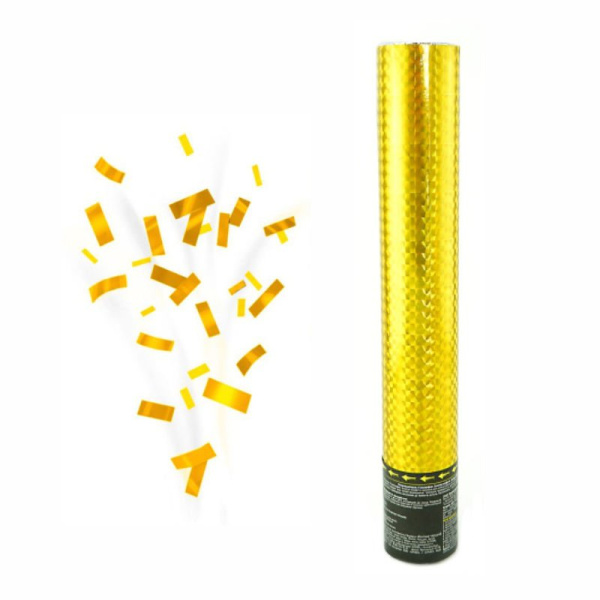 Пневмохлопушка Голография Золотое конфетти 30см