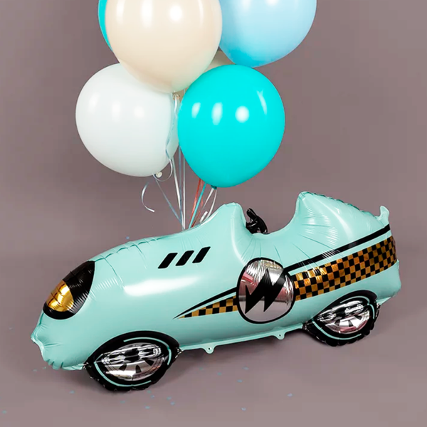 Шар (30"/76 см) Фигура, Гоночная машинка, Голубой, 1 шт