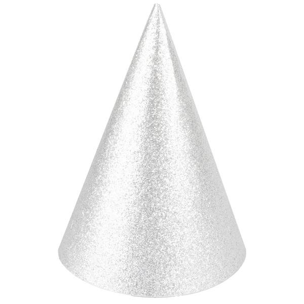 Колпаки, Серебро, с блестками, 16 см, 6 шт.