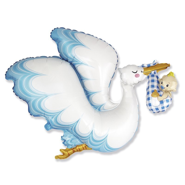 И 38 Аист с ребенком Голубой/1шт/фольгированный шар(Испания)
